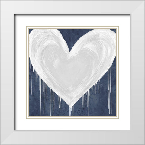 Big Hearted White on Blue White Modern Wood Framed Art Print with Double Matting by Rodgers, Lindsay