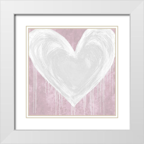 Big Hearted White on Pink White Modern Wood Framed Art Print with Double Matting by Rodgers, Lindsay