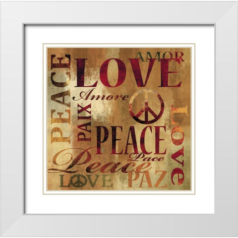 Peace and Love White Modern Wood Framed Art Print with Double Matting by Wilson, Luke