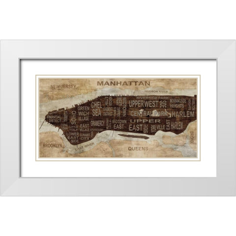 Manhattan Neighborhoods White Modern Wood Framed Art Print with Double Matting by Wilson, Luke
