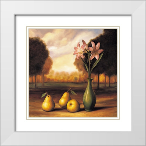 Pear Landscape White Modern Wood Framed Art Print with Double Matting by Arellano, Migdalia