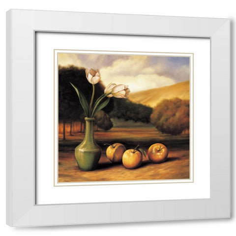 Apple Landscape White Modern Wood Framed Art Print with Double Matting by Arellano, Migdalia