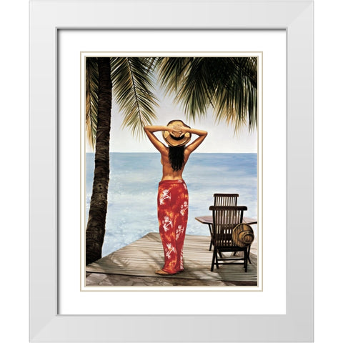 Tropical Resort I White Modern Wood Framed Art Print with Double Matting by Arellano, Migdalia