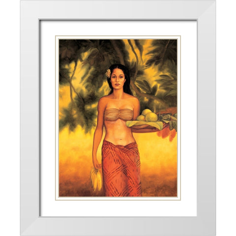 Island Woman I White Modern Wood Framed Art Print with Double Matting by Arellano, Migdalia