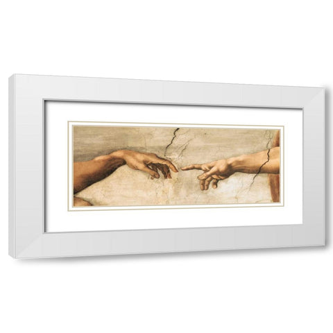 Creazione di Adamo-particol White Modern Wood Framed Art Print with Double Matting by Michelangelo