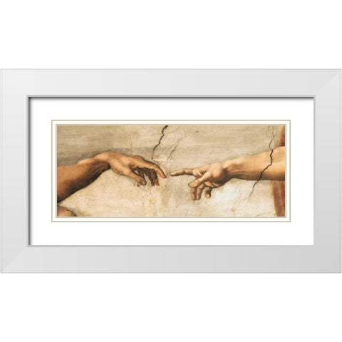 Creazione di Adamo-particol White Modern Wood Framed Art Print with Double Matting by Michelangelo