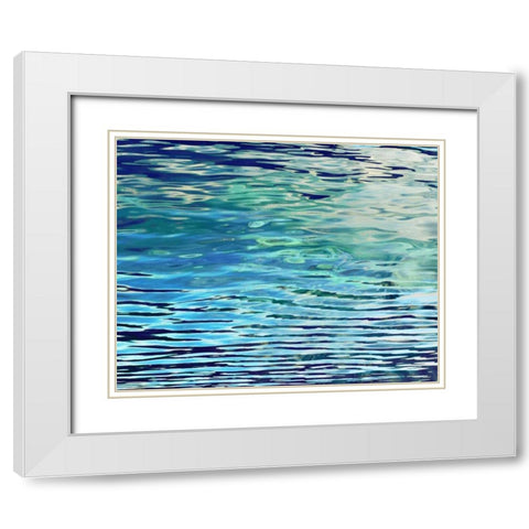 Aqua Reflections White Modern Wood Framed Art Print with Double Matting by Barrett, Michael