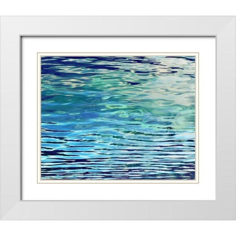 Aqua Reflections White Modern Wood Framed Art Print with Double Matting by Barrett, Michael