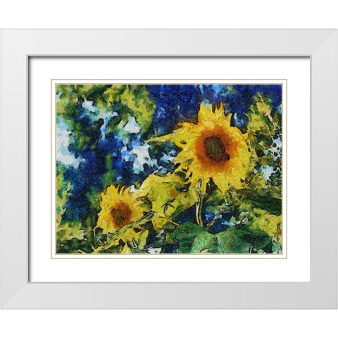 Sunflowers  White Modern Wood Framed Art Print with Double Matting by Calkins, Michelle