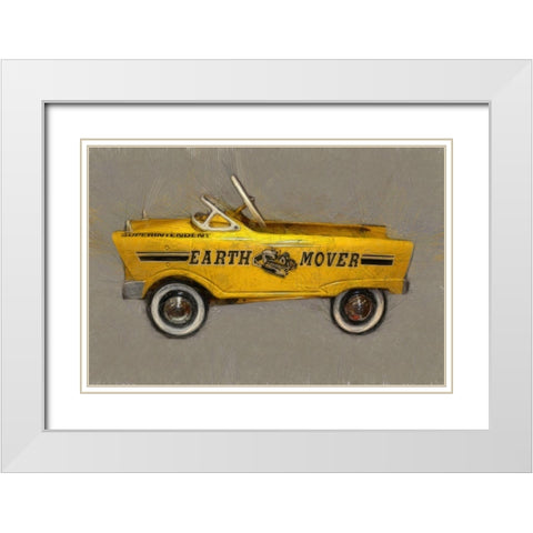Earth Mover Pedal Car White Modern Wood Framed Art Print with Double Matting by Calkins, Michelle