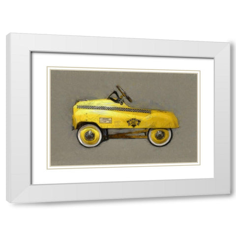 Taxi Cab Pedal Car White Modern Wood Framed Art Print with Double Matting by Calkins, Michelle