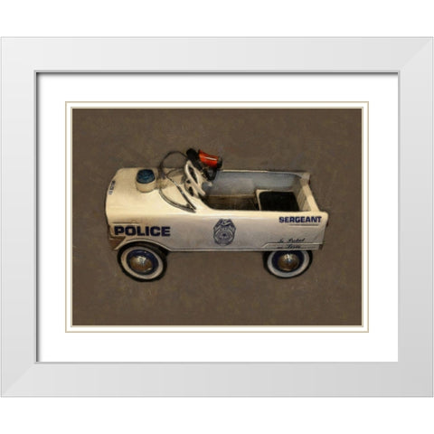 Police Pedal Car  White Modern Wood Framed Art Print with Double Matting by Calkins, Michelle