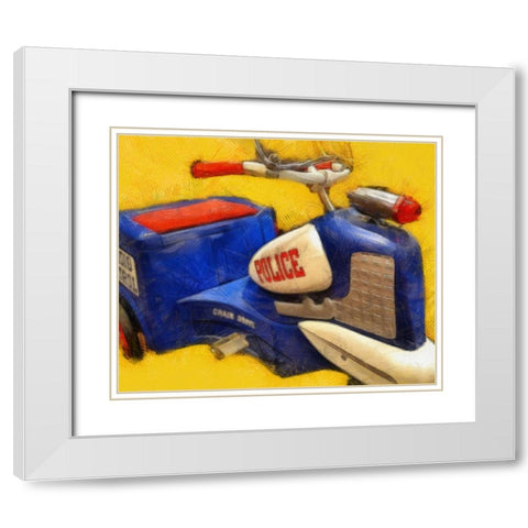 Police Tricycle White Modern Wood Framed Art Print with Double Matting by Calkins, Michelle