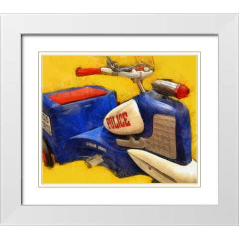 Police Tricycle White Modern Wood Framed Art Print with Double Matting by Calkins, Michelle