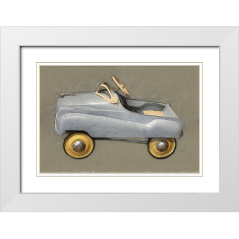 Antique Pedal Car White Modern Wood Framed Art Print with Double Matting by Calkins, Michelle