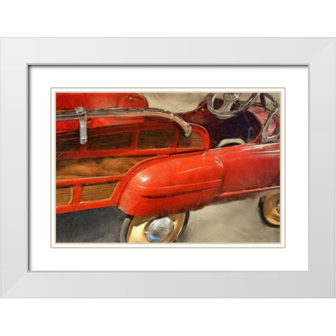 Fire Engine Pedal Car  White Modern Wood Framed Art Print with Double Matting by Calkins, Michelle