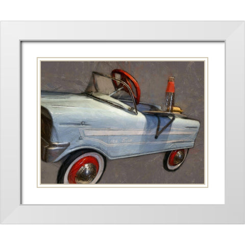 Tee Bird Pedal Car Angle White Modern Wood Framed Art Print with Double Matting by Calkins, Michelle