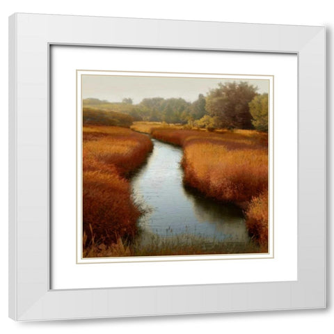 Sunlit Pond I White Modern Wood Framed Art Print with Double Matting by Clark, Madeline