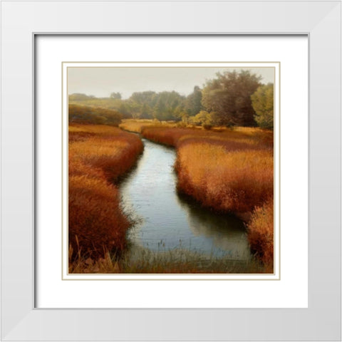 Sunlit Pond I White Modern Wood Framed Art Print with Double Matting by Clark, Madeline