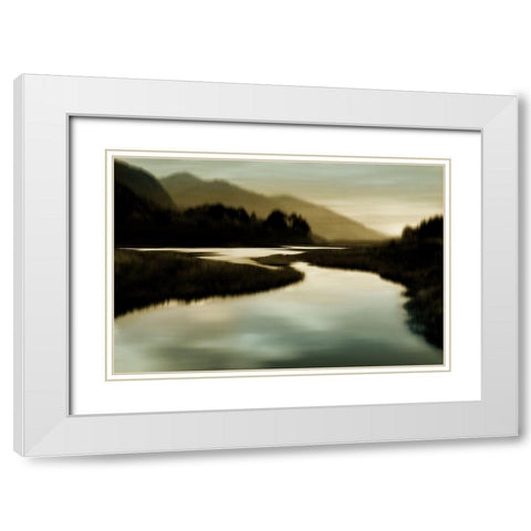 Calm River I White Modern Wood Framed Art Print with Double Matting by Clark, Madeline