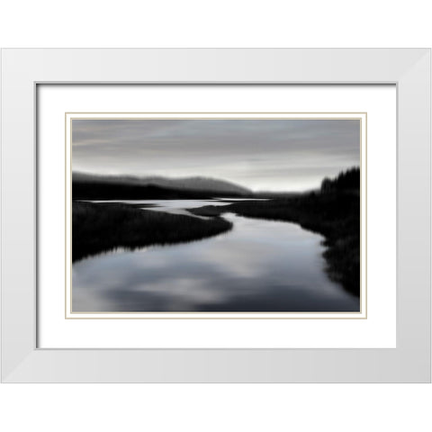 Calm River II White Modern Wood Framed Art Print with Double Matting by Clark, Madeline