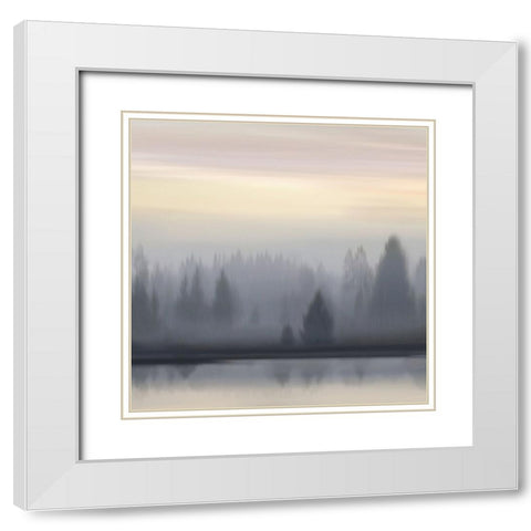 At Dawn Soft Sky I White Modern Wood Framed Art Print with Double Matting by Clark, Madeline