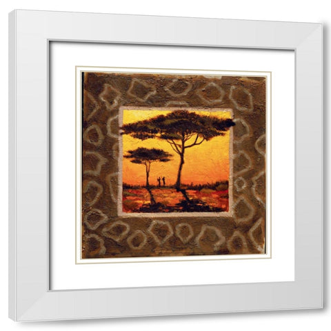 Savannah Sunset II White Modern Wood Framed Art Print with Double Matting by Madou