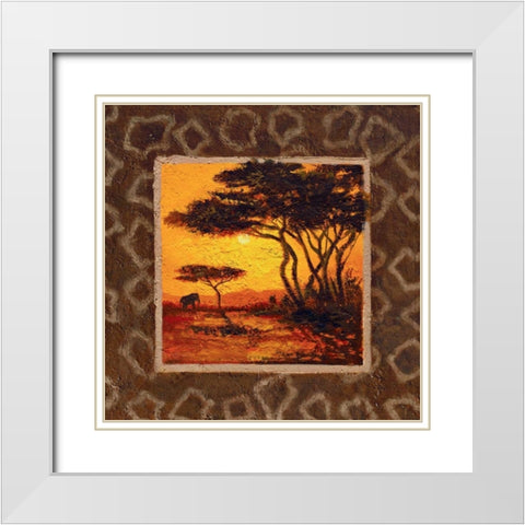 Savannah Sunset III White Modern Wood Framed Art Print with Double Matting by Madou