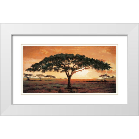 Memories of Masai Mara White Modern Wood Framed Art Print with Double Matting by Madou