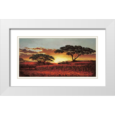 Memories of Serengeti White Modern Wood Framed Art Print with Double Matting by Madou