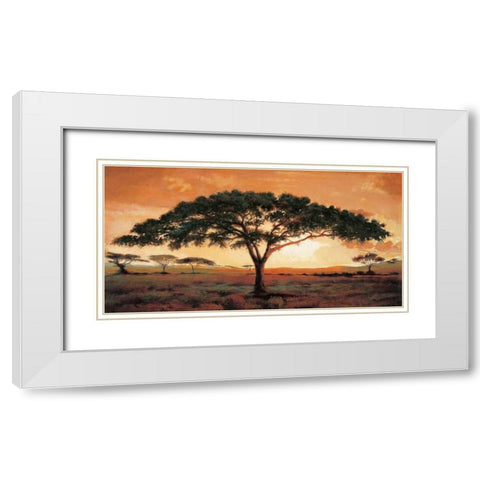 Memories of Masai Mara White Modern Wood Framed Art Print with Double Matting by Madou