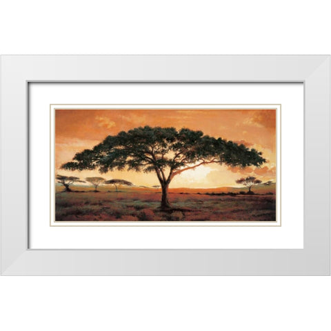 Memories of Masai Mara White Modern Wood Framed Art Print with Double Matting by Madou