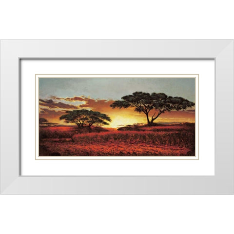 Memories of Serengeti White Modern Wood Framed Art Print with Double Matting by Madou