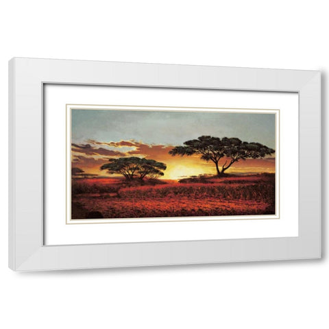 Red Plains White Modern Wood Framed Art Print with Double Matting by Madou