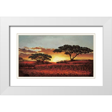 Red Plains White Modern Wood Framed Art Print with Double Matting by Madou