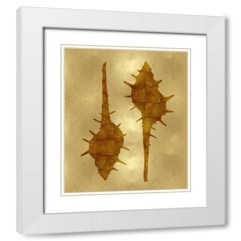 Sea Life - Gold II White Modern Wood Framed Art Print with Double Matting by Miller, Melonie