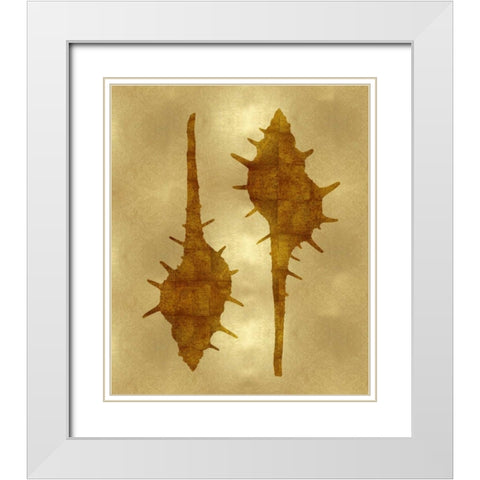 Sea Life - Gold II White Modern Wood Framed Art Print with Double Matting by Miller, Melonie