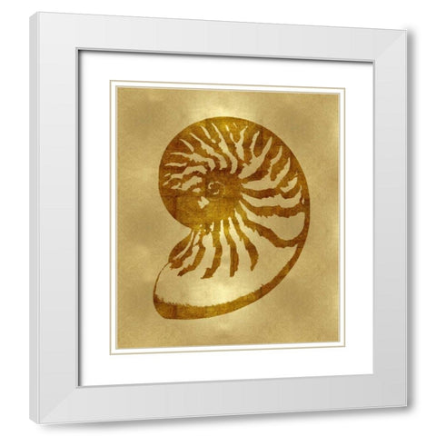 Sea Life - Gold III White Modern Wood Framed Art Print with Double Matting by Miller, Melonie