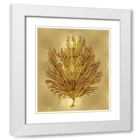Sea Life - Gold V White Modern Wood Framed Art Print with Double Matting by Miller, Melonie