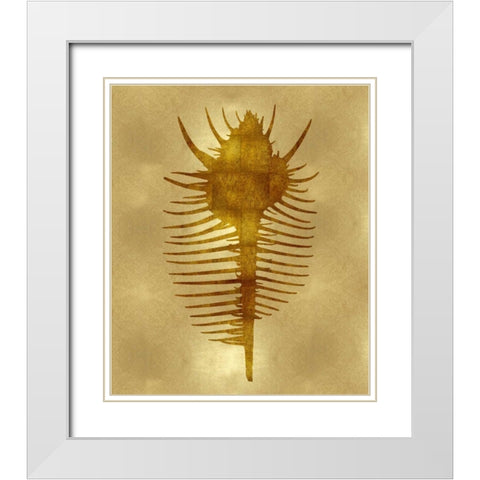 Sea Life - Gold VI White Modern Wood Framed Art Print with Double Matting by Miller, Melonie
