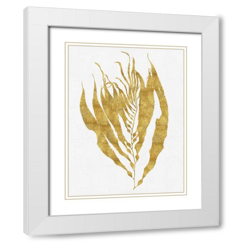 Sea Life - Gold on White I White Modern Wood Framed Art Print with Double Matting by Miller, Melonie