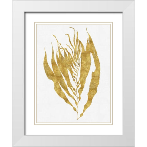 Sea Life - Gold on White I White Modern Wood Framed Art Print with Double Matting by Miller, Melonie