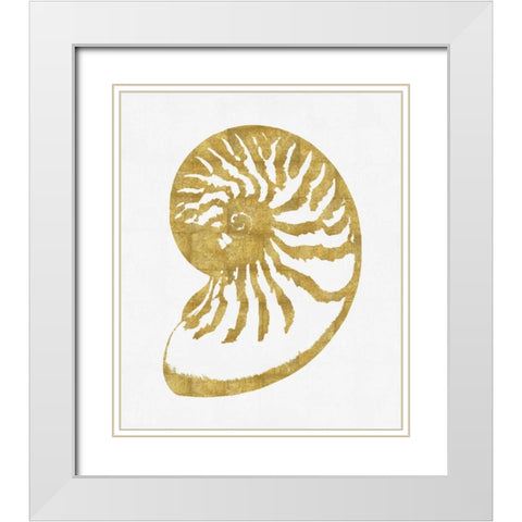 Sea Life - Gold on White III White Modern Wood Framed Art Print with Double Matting by Miller, Melonie
