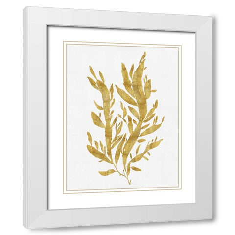 Sea Life - Gold on White IV White Modern Wood Framed Art Print with Double Matting by Miller, Melonie