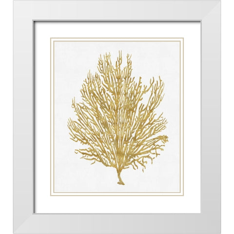 Sea Life - Gold on White V White Modern Wood Framed Art Print with Double Matting by Miller, Melonie