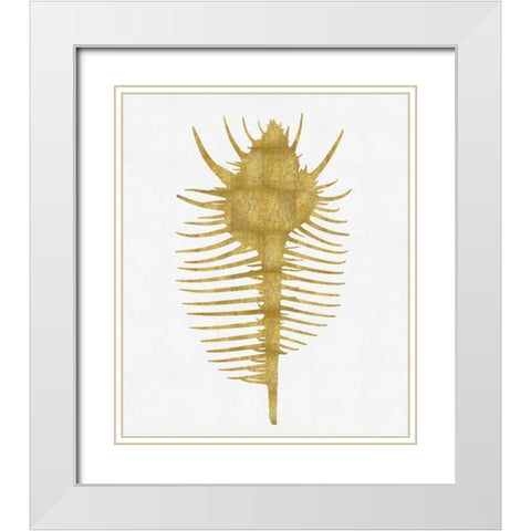Sea Life - Gold on White VI White Modern Wood Framed Art Print with Double Matting by Miller, Melonie