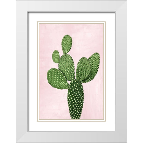 Cactus on Pink VIII White Modern Wood Framed Art Print with Double Matting by Jensen, Mia