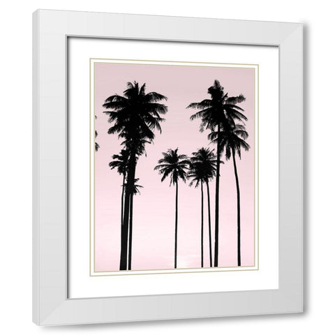 Tall Palms Black on Pink II White Modern Wood Framed Art Print with Double Matting by Jensen, Mia