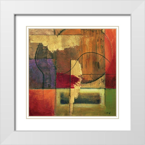 Opulent Relief II White Modern Wood Framed Art Print with Double Matting by Klung, Mike