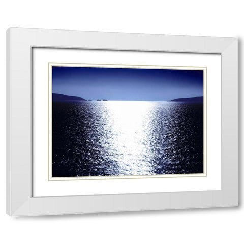 Sunlight Reflection - Blue White Modern Wood Framed Art Print with Double Matting by Olsen, Maggie